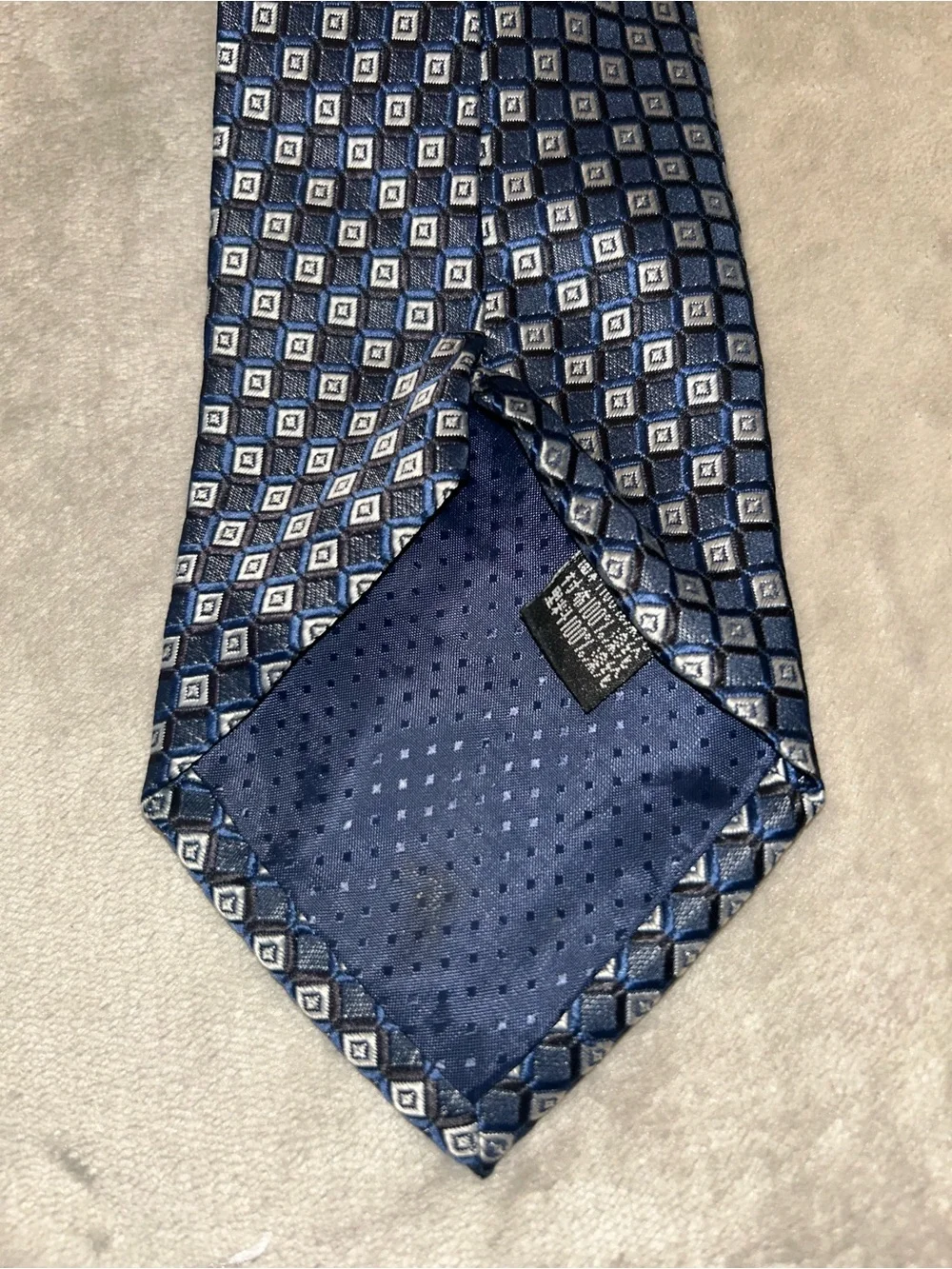 Classic Kai Long 100% Silk Navy Geometric Silk Tie - Men Accessories
